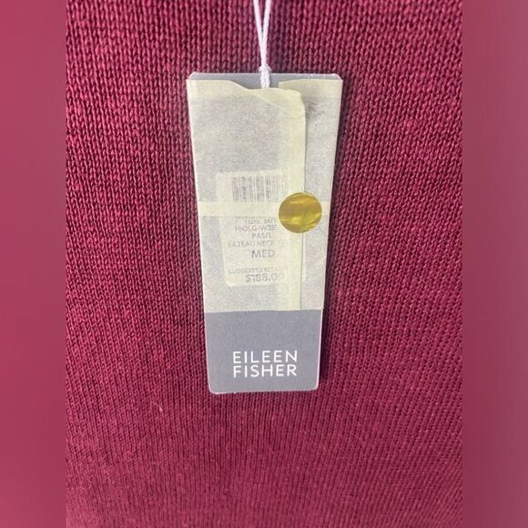 NWT Eileen Fisher 100% Linen Pullover Knit Sweater Women’s M Burgundy Lagenlook - Picture 7 of 10